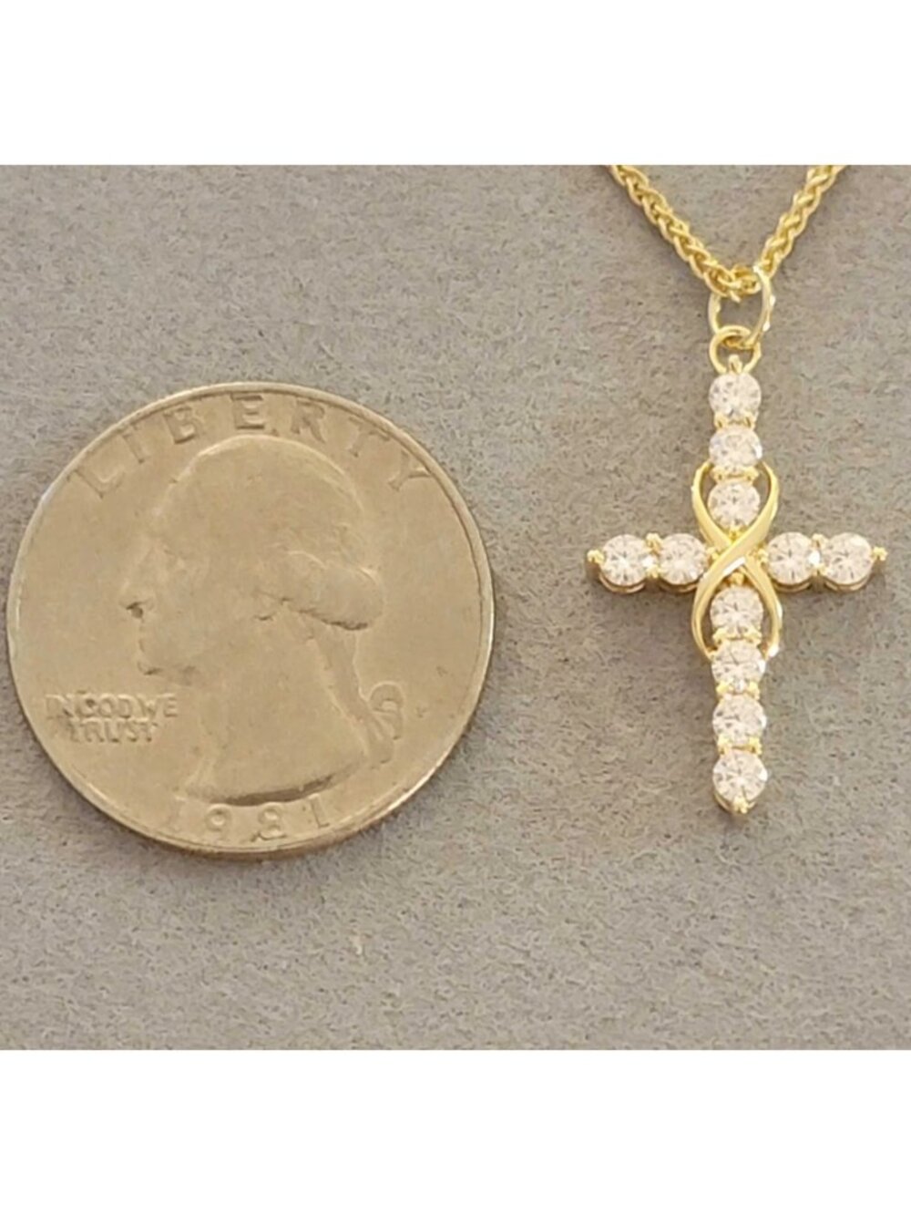 Infinity Moissanite Cross Necklace 18K Gold Filled S925 Sterling Silver GRA NWT - Picture 8 of 11